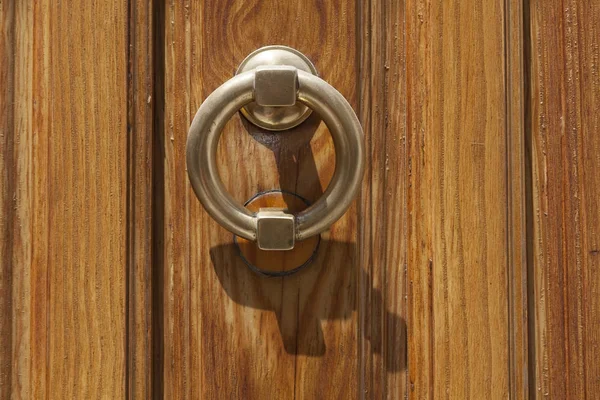 Vintage Afbeelding Voor Oude Deur Knocker Een Hout — Stockfoto