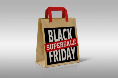 Black Friday alışveriş çantası beyaz arka plan üzerinde izole