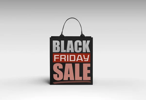 Black Friday Shopping Concept Borsa Shopping Nera Sfondo Grigio Chiaro — Foto Stock