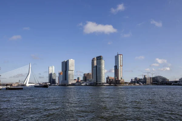 Panoramisch uitzicht op de Erasmusbrug in de stad en gebouwen o — Stockfoto