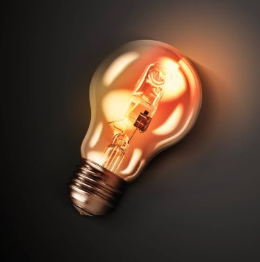 Koyu arkaplanda ampul, yaratıcılık kavramı
