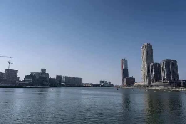 Město Rotterdam Pohled Kop Van Zuid Řeky — Stock fotografie