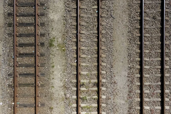 Detalle Las Vías Del Tren Desde Arriba Cerca —  Fotos de Stock