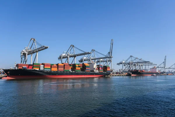 Ogromne Żurawie Statki Zakotwiczone Porcie Międzynarodowy Port Handlowy Miasto Rotterdam — Zdjęcie stockowe