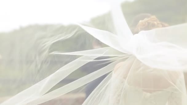 신부와 신랑 결혼식 전에 산책 — 비디오