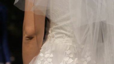 Gelin ve damat birbirine güneşli parkta sarılmak