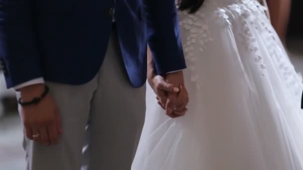 젊은 부부를 동안 손을 잡고 신혼 도보 — 비디오
