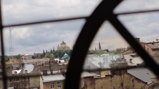 View of architecture in Lviv — Stock Video