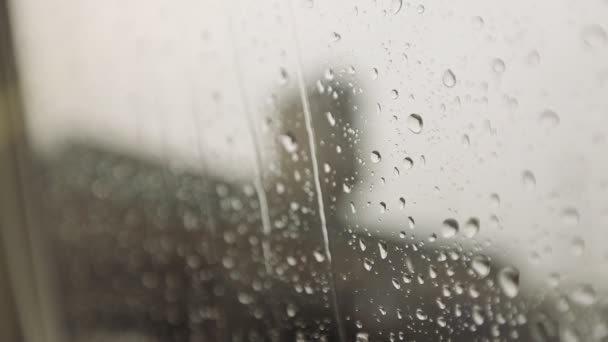 Chuva descendo janela fechar — Vídeo de Stock