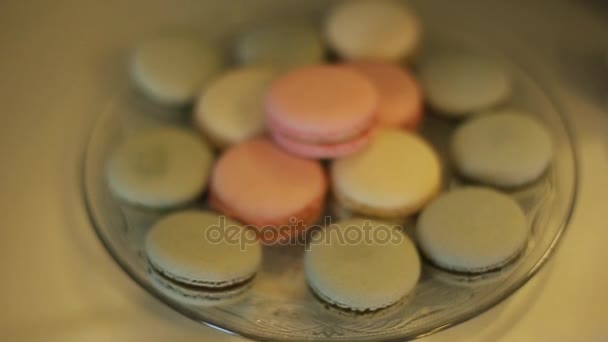 Close up of delicious macaroons — Stock Video