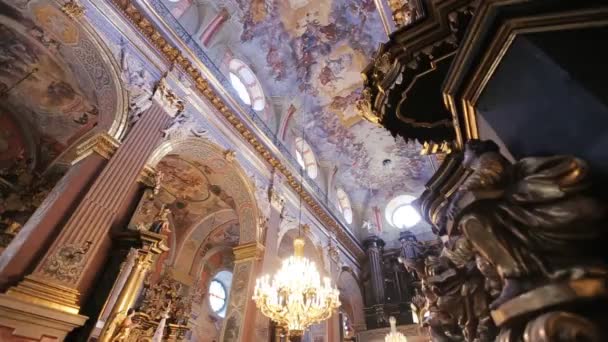 Beautiful church inside close up — стоковое видео