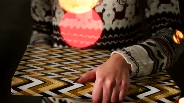 Girl unboxing Christmas gift. Holliday and New Year Royalty Free Stock Video