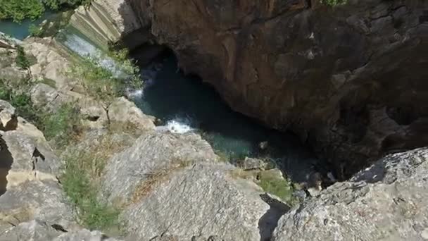 Vértigo sobre acantilado Caminito del Rey — Vídeos de Stock