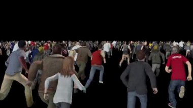 İnsanlar dehşete geri Alfa mat kaçmak 3d render animasyonlar