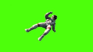 Astronot Fly Flip alan toprak yeşil ekran 3d render animasyon