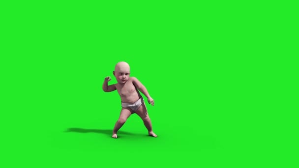 Baby House Dançarina Dança Tela Verde Renderização Animais Animação — Vídeo de Stock