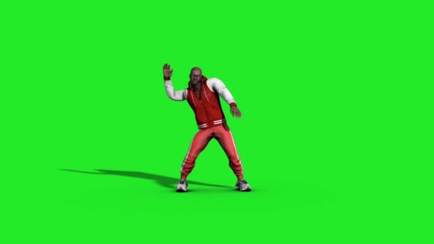 Man Dance Danser Groen Scherm Rendering Animatie Huisdieren — Stockvideo