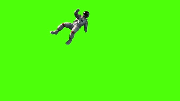 Astronaut Fly Space Earth Green Screen Rendering Animation — Stock Video