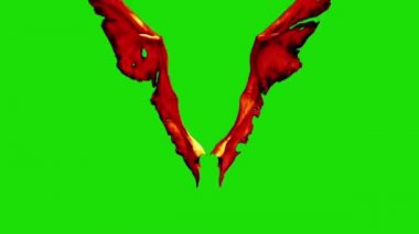 Kırmızı şeytan şeytan kanatları hızlı yeşil ekran açık 3d render animasyonlar