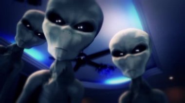 Uzaylı gri kaçırma Ufo 3d render animasyonlar