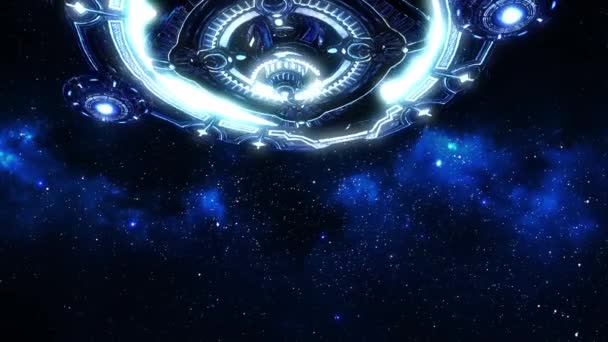 Alien Mutterschiff Leuchtet Rendering Animierten Hintergrund — Stockvideo
