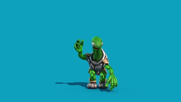 Alien Turtle Armor Run Saltar Pantalla Azul Renderizaciones Animaciones — Vídeo de stock