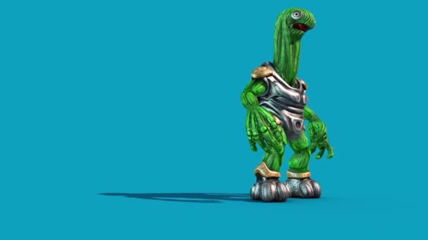 Alien Schildkrötenpanzer Sterben Blau Bildschirm Seite Renderings Animationen — Stockvideo