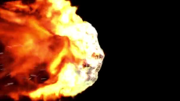 Asteroidů Meteor Atmosféry Alfa Podkladu Mraky Prostor Oheň Hořet Vesmír — Stock video