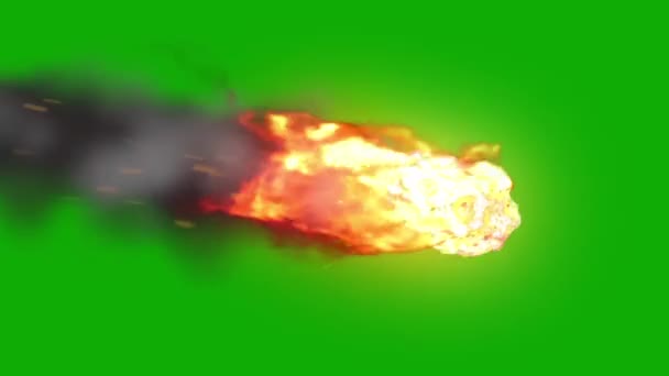 Asteroid Meteor Eintritt Die Atmosphäre Green Screen Raum Feuer Brennen — Stockvideo