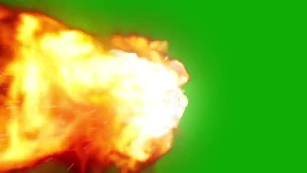 Астероїд Метеор Вхідна Атмосфера Зелений Екран Хмари Космічний Вогонь Спалити — стокове відео