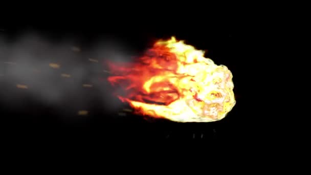 Asteroid Meteor Entering Atmosphere Alpha Matte Space Fire Burn Universe — Stock Video