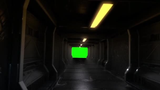 Corridor Alien Starship Space Stars Green Screen Animation de rendu 3D 