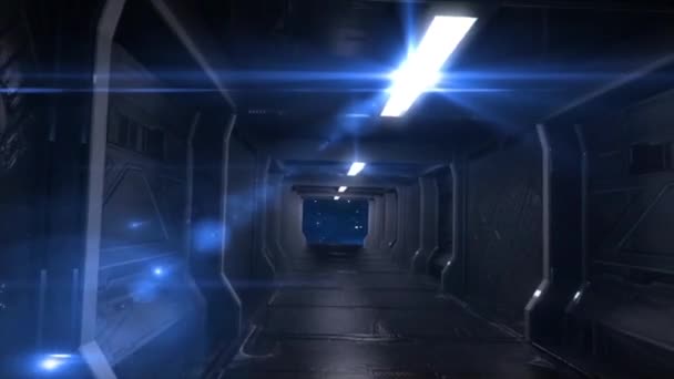 Corridor Alien Spacecraft Space Stars Lights Animated Background Animation de rendu 3D 