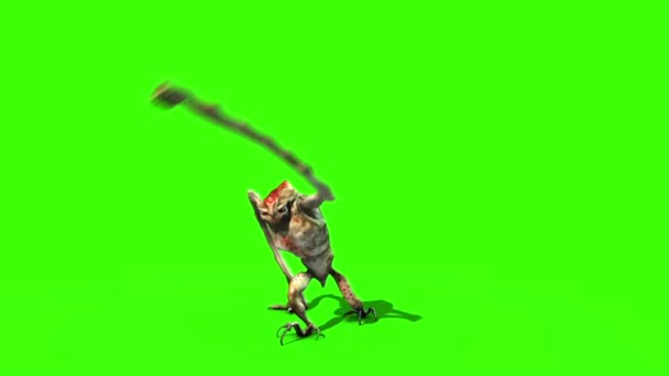 Монстр Інопланетянин Довгонога Атаки Анімація Зелений Екран — стокове відео