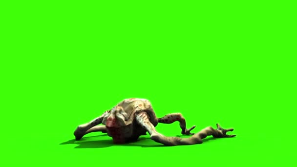 Canavar Uzaylı Uzun Bacak Ölmek Geri Animasyon Yeşil Ekran — Stok video