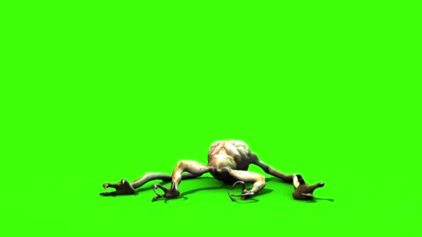 Monster Alien Langes Bein Sterben Vorne Animation Grüner Bildschirm — Stockvideo