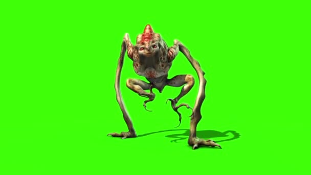 Monster Alien Lång Statisk Loop Animation Grön Skärm — Stockvideo