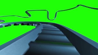 Takip hızlı alanda raylı 3d render yeşil ekran