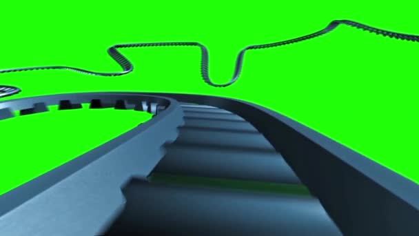 Track Rail Fast in Space Écran vert rendu 3D 