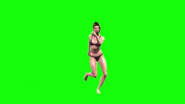 Kız iç çamaşırı dansları yeşil ekran açık hiçbir gölge 3d render animasyonlar