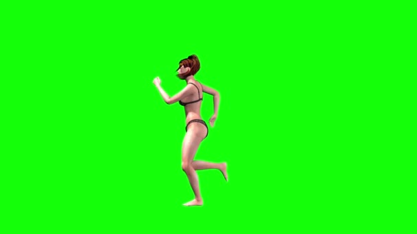Chica Lencería Bailes Verde Pantalla Side Renderizaciones Animaciones — Vídeos de Stock