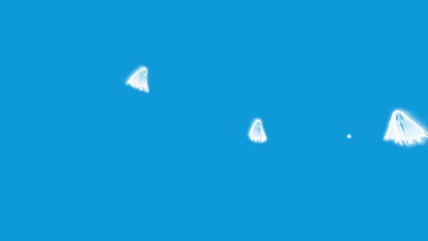 幽霊ハロウィン青い画面の レンダリング アニメーションの侵略 — ストック動画