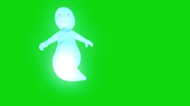 Little Ghost Friend Green Screen Rendering Animation — Stock Video