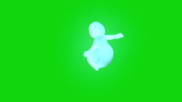 小幽灵朋友往下看绿色屏幕3D 渲染动画 — 图库视频影像