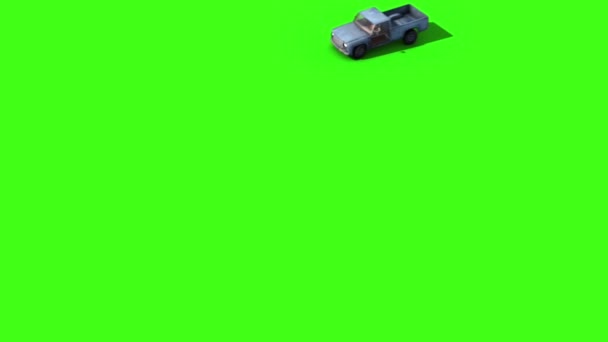 Pickup Turns Brakes Green Screen Top Renderings Animations — Stock Video