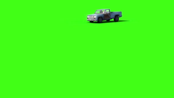 Pickup Dreht Und Bremst Green Screen Renderings Animationen — Stockvideo