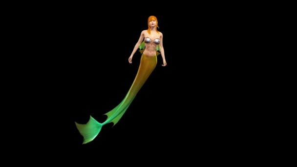 Mermaid Enchantress Ocean Sea Alpha Matte Animações Renderização — Vídeo de Stock
