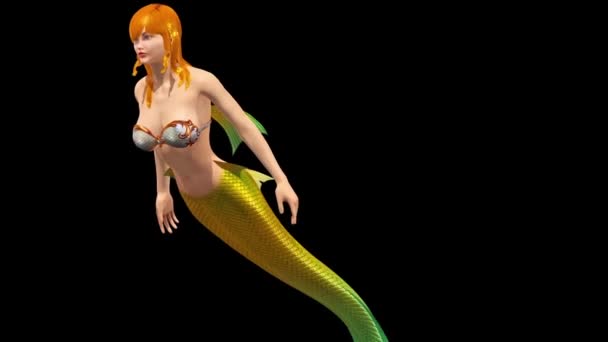 Morze Ocean Mermaid Czarodziejka Alfa Matowy Animacje Renderowania — Wideo stockowe