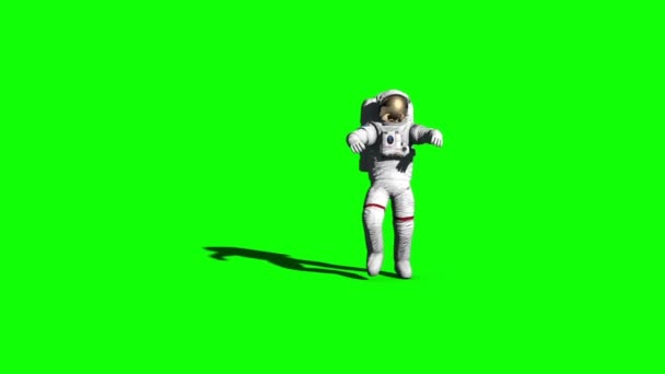 L'astronaute marche sur la lune Écran vert rendu 3D Animations 