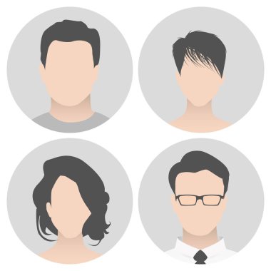 Renkli malzeme vektör insanlar avatar (erkek ve kadın) daire